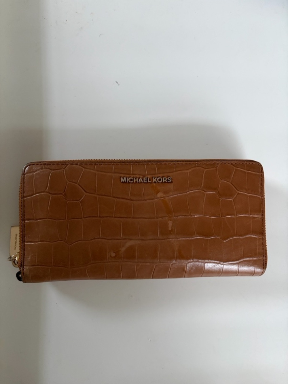 Michael Kors Mercer Croc-Embossed Zip Wallet